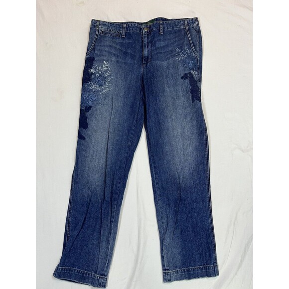 Lauren Jeans Co Embroidered Jean Straight Leg LRL | Dark‎ Wash | Size 16 - Picture 4 of 16